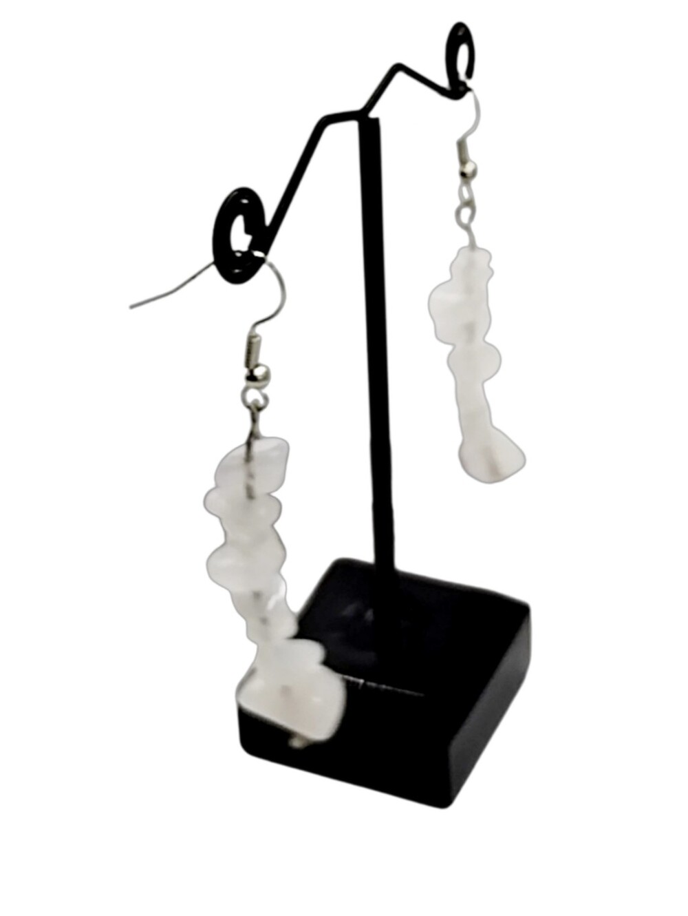 Natural White Stones Dangling Handmade Earrings NWOT